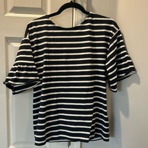 J Crew Black and White Striped Tshirt